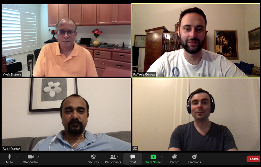 Daily team meetings via Skype and Zoom.