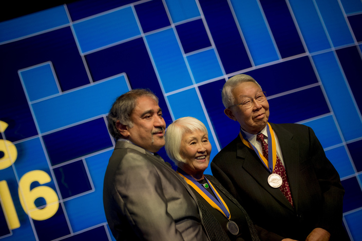 Kwan So and Marion So with Chancellor Pradeep K. Khosla