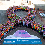 Health Care and Construction Workers Create Pink Ribbon For Breast Cancer Awareness