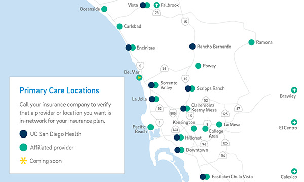 UC San Diego Health locations map