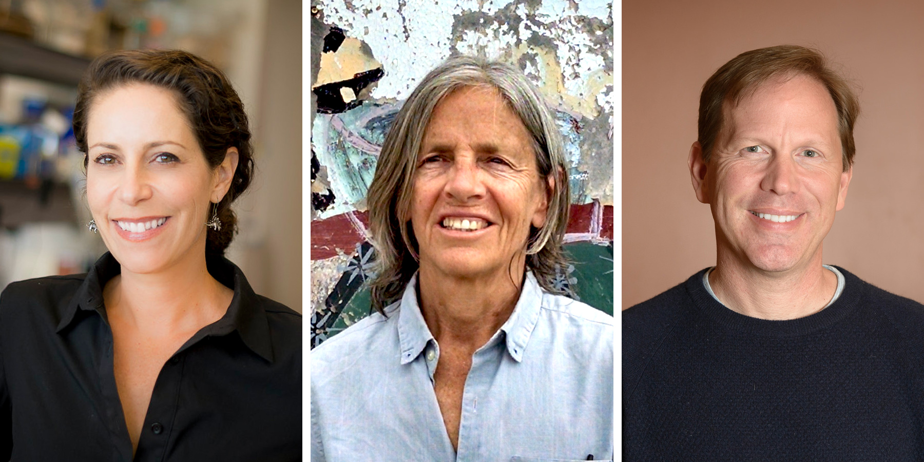 Three portraits, from left: Ananda Goldrath, Eileen Myles and Stefan Savage