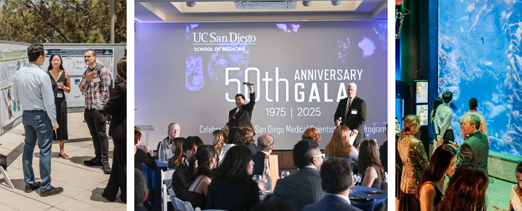 The MSTP 50th anniversary celebration included a research symposium, student research presentations, and a gala held at the Birch Aquarium's stunning new Living Seas exhibit.