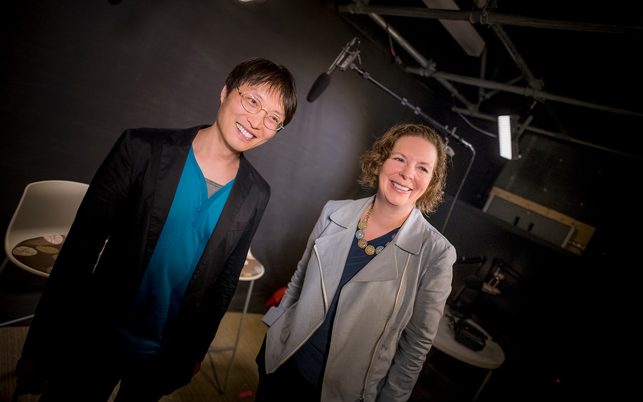 Liang and Narucki in studio