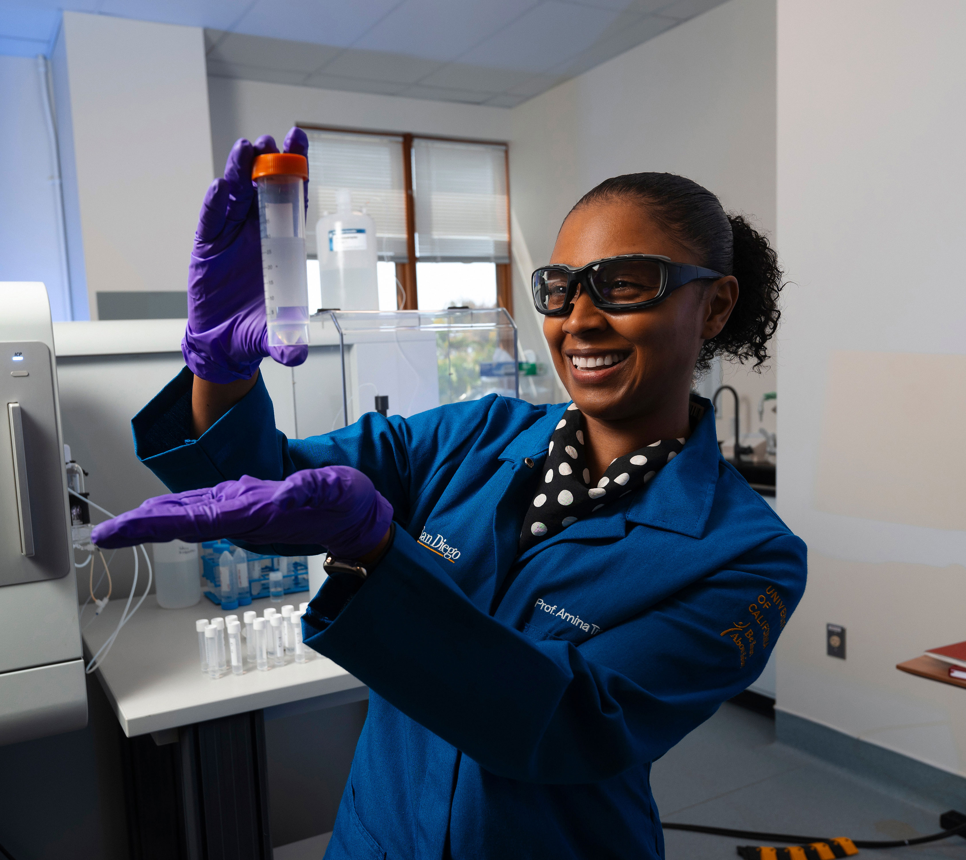 Scripps Oceanography biogeochemist Amina Schartup in the lab. Photo: Erik Jepsen/UC San Diego