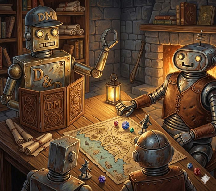 Four robots play Dungeons and Dragons