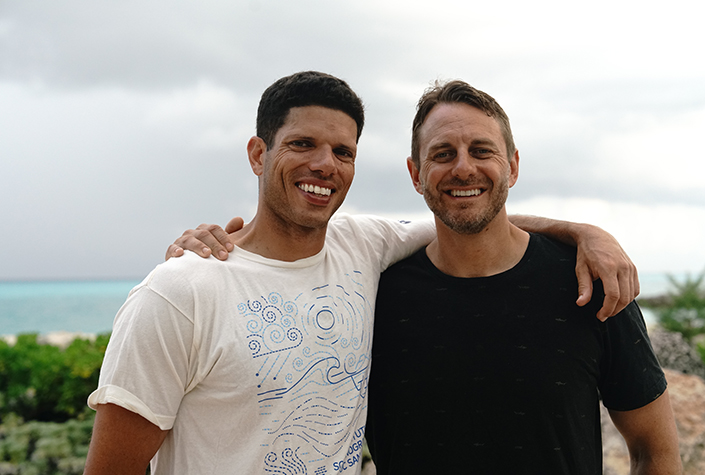 Scripps Oceanography's Brendan Talwar (left) and marine biologist Chris Malinowski (right).
