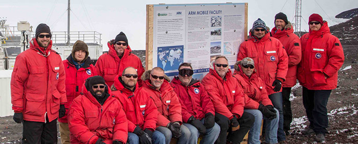 Image: AWARE team members at the ARM Mobile Facility, Antarctica