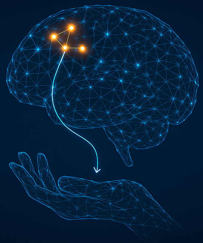 AI image of brain and hand