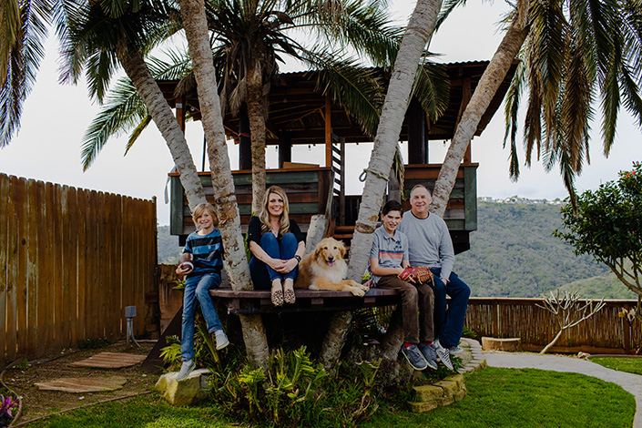Brubaker family in their backyard