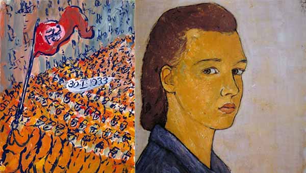 Image: 'Works by German-Jewish artist Charlotte Salomon who died at Auschwitz in 1943.'
