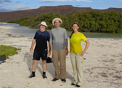 Three researchers in the field in Baja California Sur, Mexico.