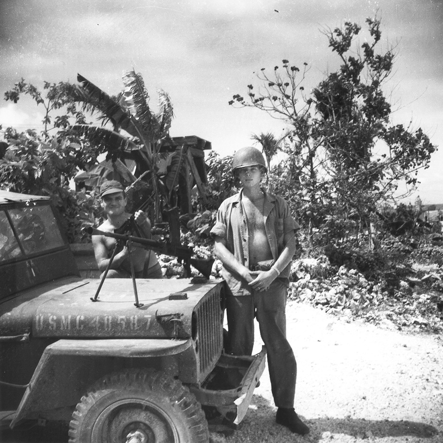 Image: Marine Capt. Doug Inman (right) during the invasion of the Pacific island of Angaur in 1944