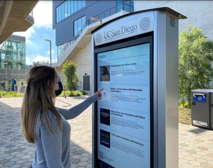 Interactive digital kiosks provide maps and information on transit, events and dining.