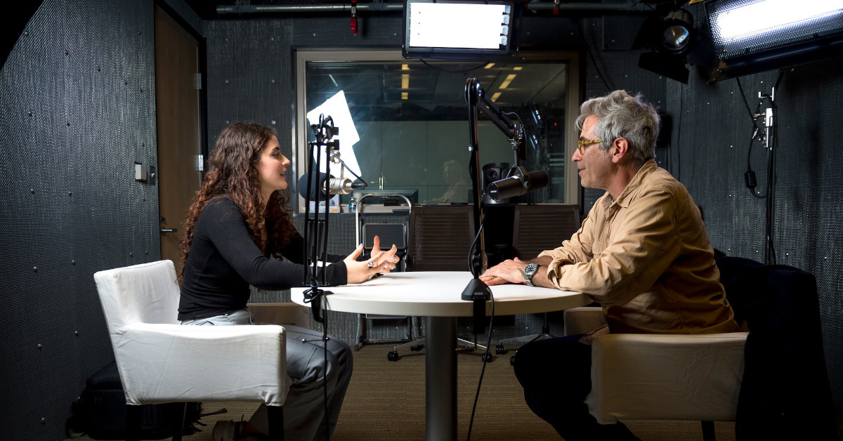 Student journalist Niloufar Shahbandi interviews Marco Werman.