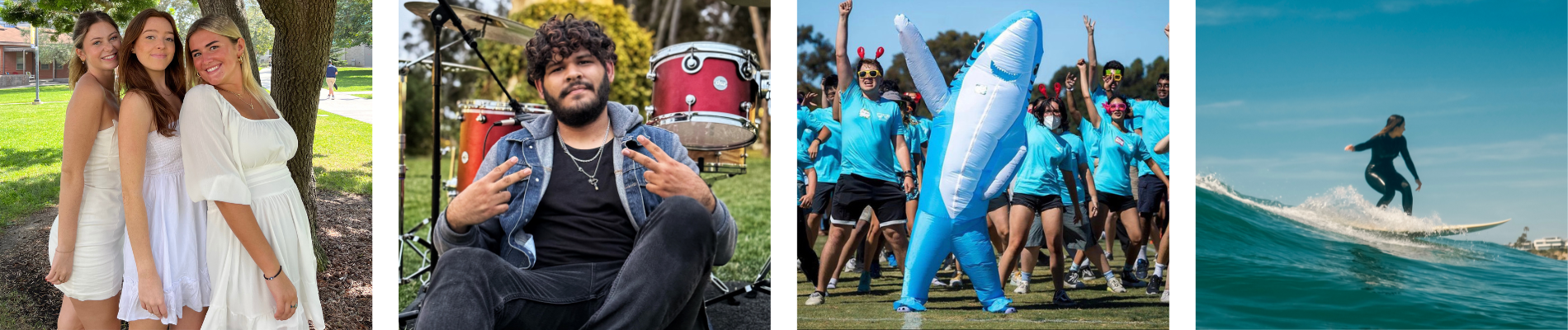 four photos of students