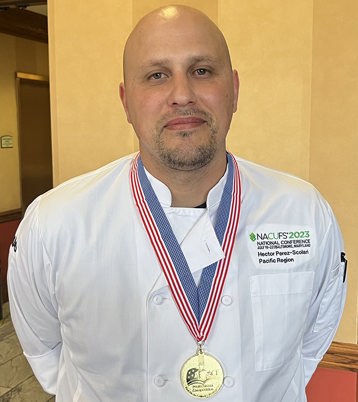 Héctor Giancarlo Pérez-Scolari, Chef de Cuisine in the Catering Department of HDH at UC San Diego. Credit: UC San Diego