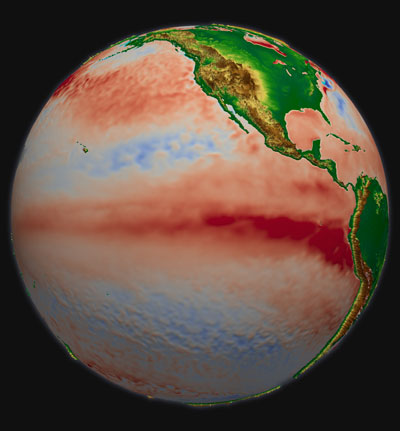 Sea surface temperature anomalies in the Pacific Ocean in 2023. Image: Qihua Peng