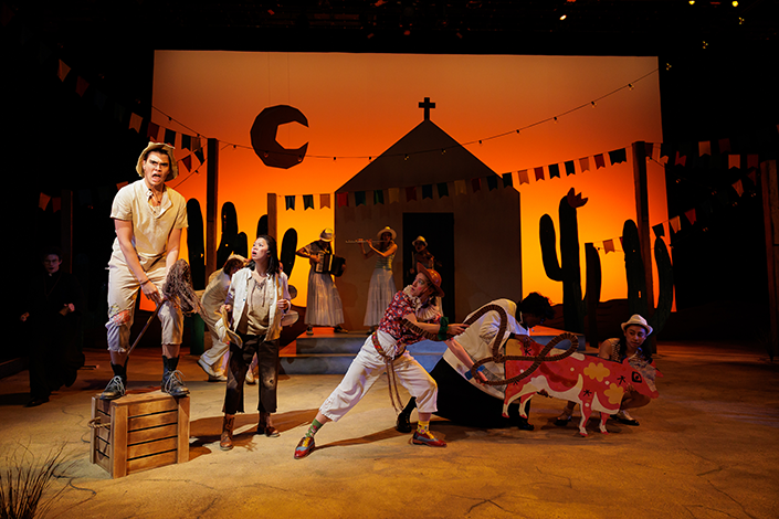 Production image from student-produced play The Rogues Trial