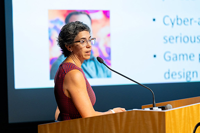 Woman at lectern