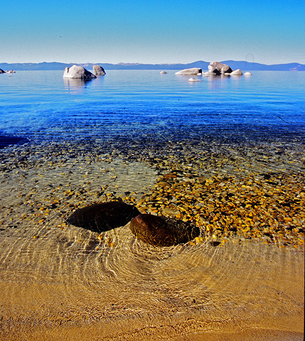 Photo: Tahoe shore and mountains