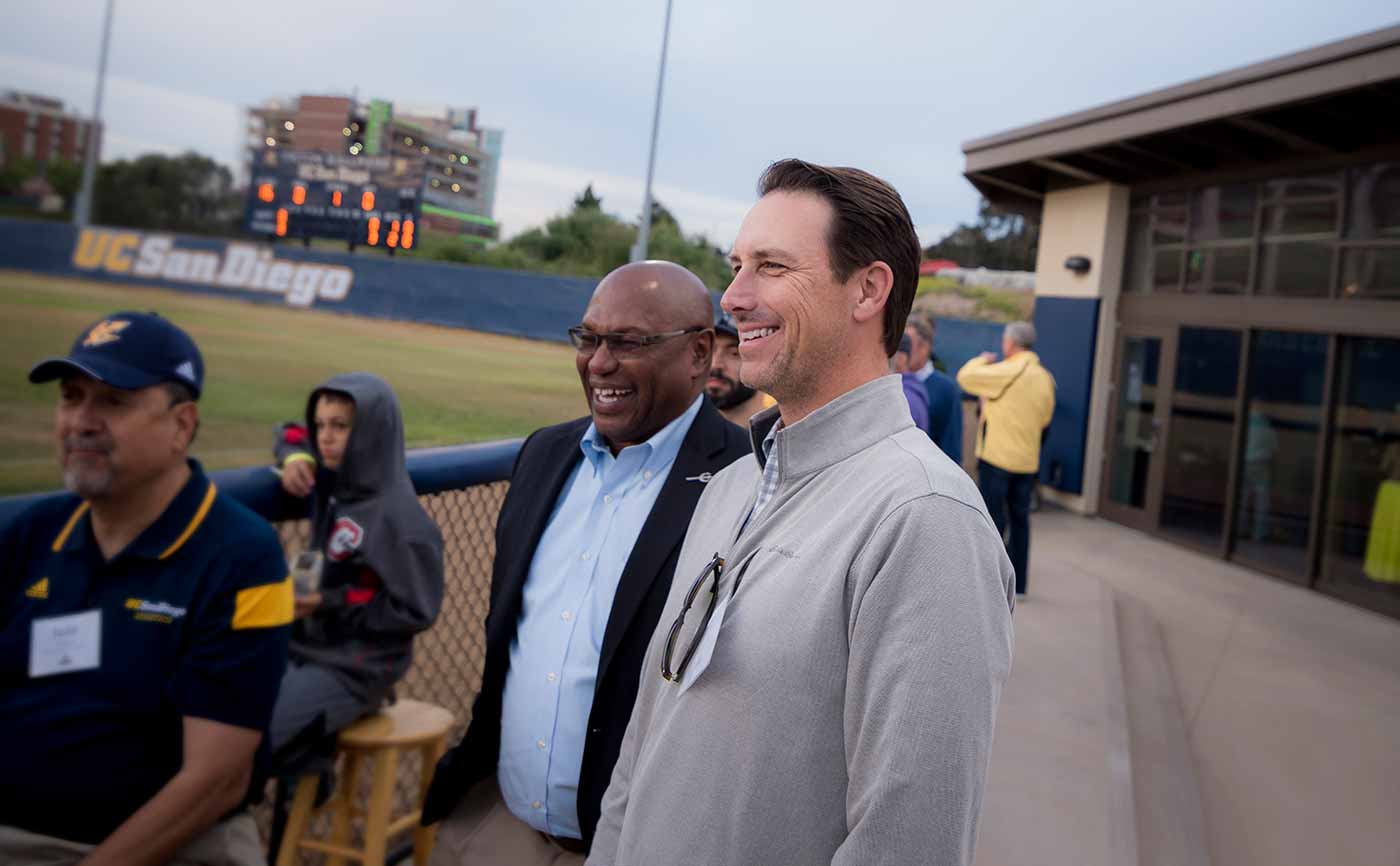 Image:Former Triton pitcher Rick Nowak, ’90 and Director of Athletics Earl W. Edwards