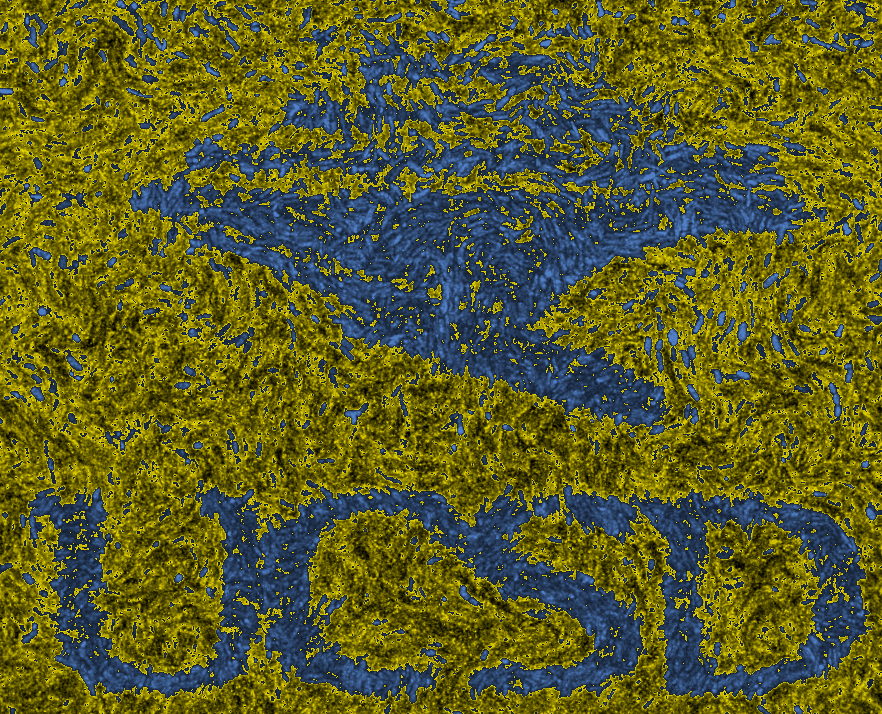 UCSD logo made of memory pattern with bacteria.