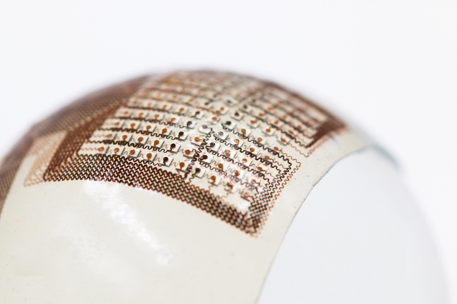 Flexible, stretchable ultrasound patch