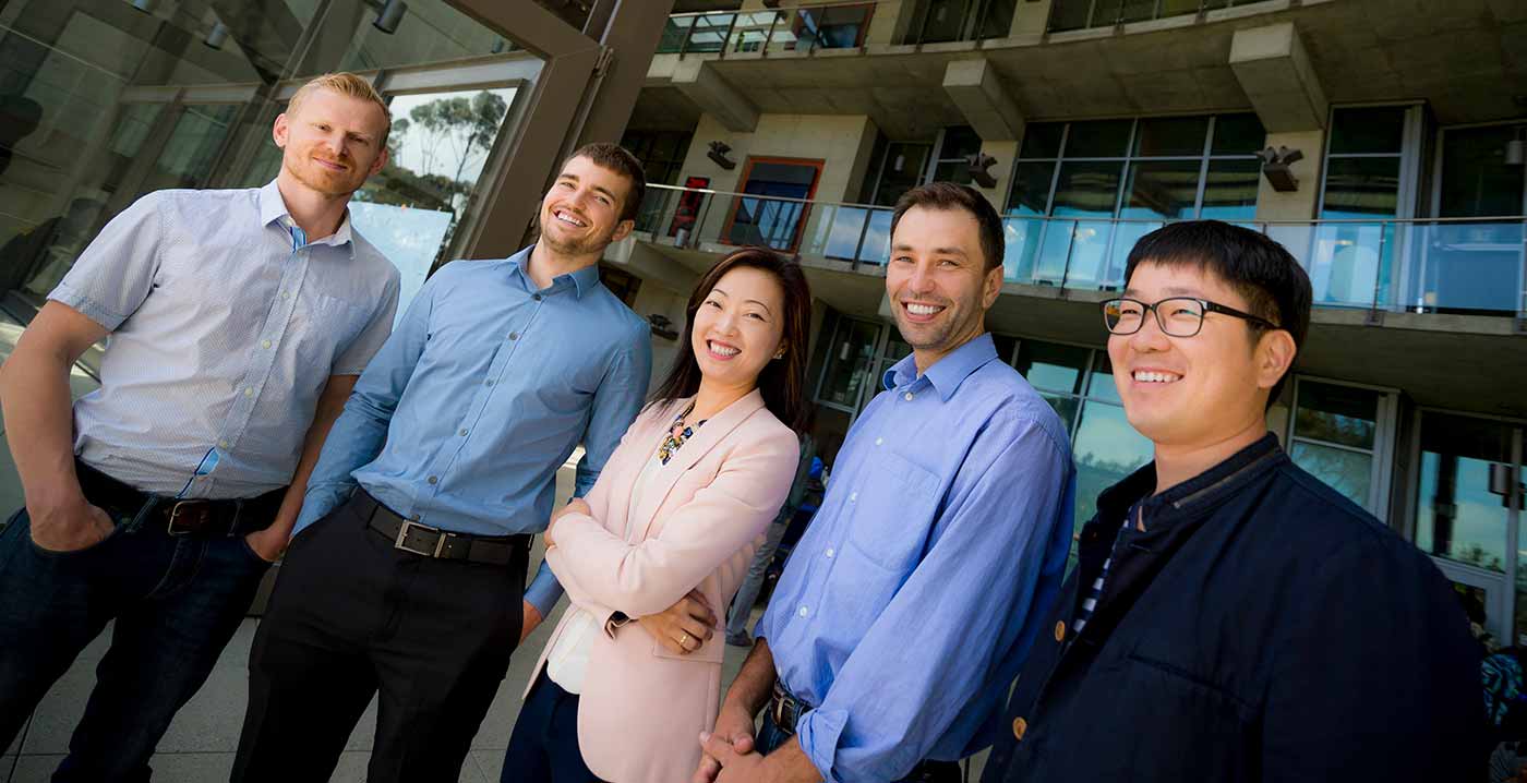 Photo: (L-R): Andrej Singer, Andrew Ulvestad, Shirley Meng, Oleg Shpyrko and Hyung-Man Cho