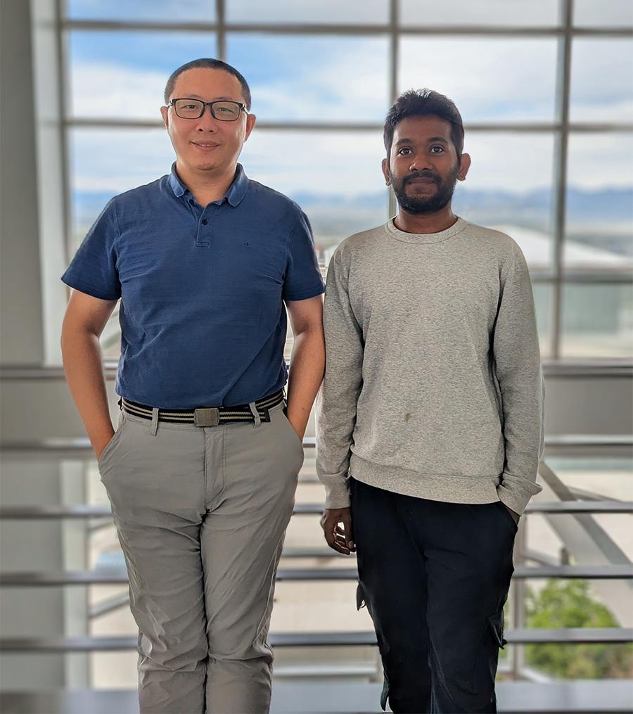 Photo of Xiaoxu Yang (left) and Sai Patarlapalli (right)