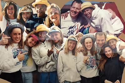 Collage of Angela Booker in her yellow hat