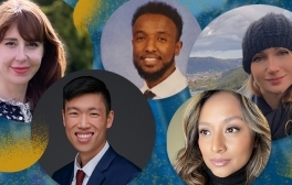 Five graduate profile photos: Montana Grey, Kevin Lu, Liban Mohamed, Nelly Carreno and Cianna Cloutier