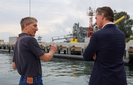 Bruce Appelgate and Governor Gavin Newsom overlooking San Diego Bay
