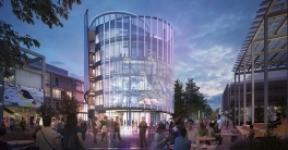 Rendering of the six-story Triton Alumni and Welcome Center