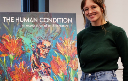 Carolyn Clark, a rising third-year medical student is show with her cover art that is featured on The Human Condition, an annual humanities magazine published by students from the School of Medicine.
