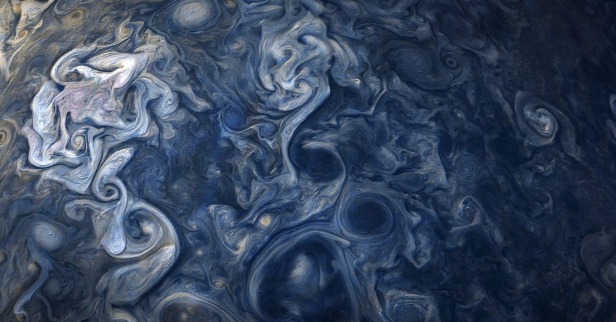 Cloud system in Jupiter's northern hemisphere imaged by Juno spacecraft. Photo: NASA