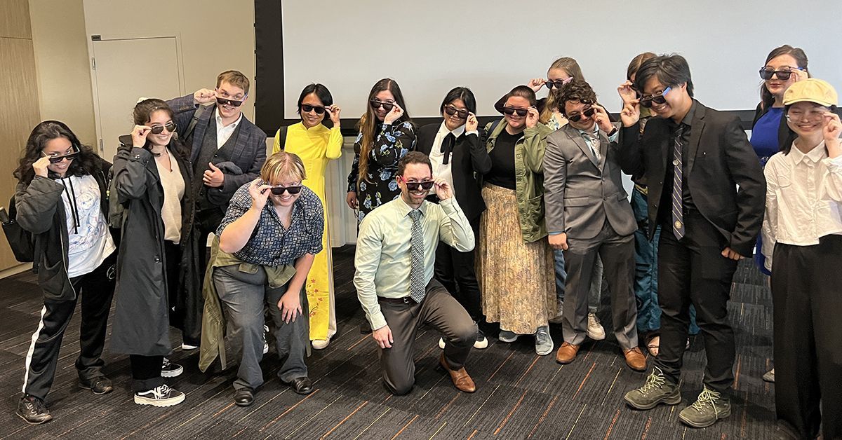 Garellek with some of his students after the lecture