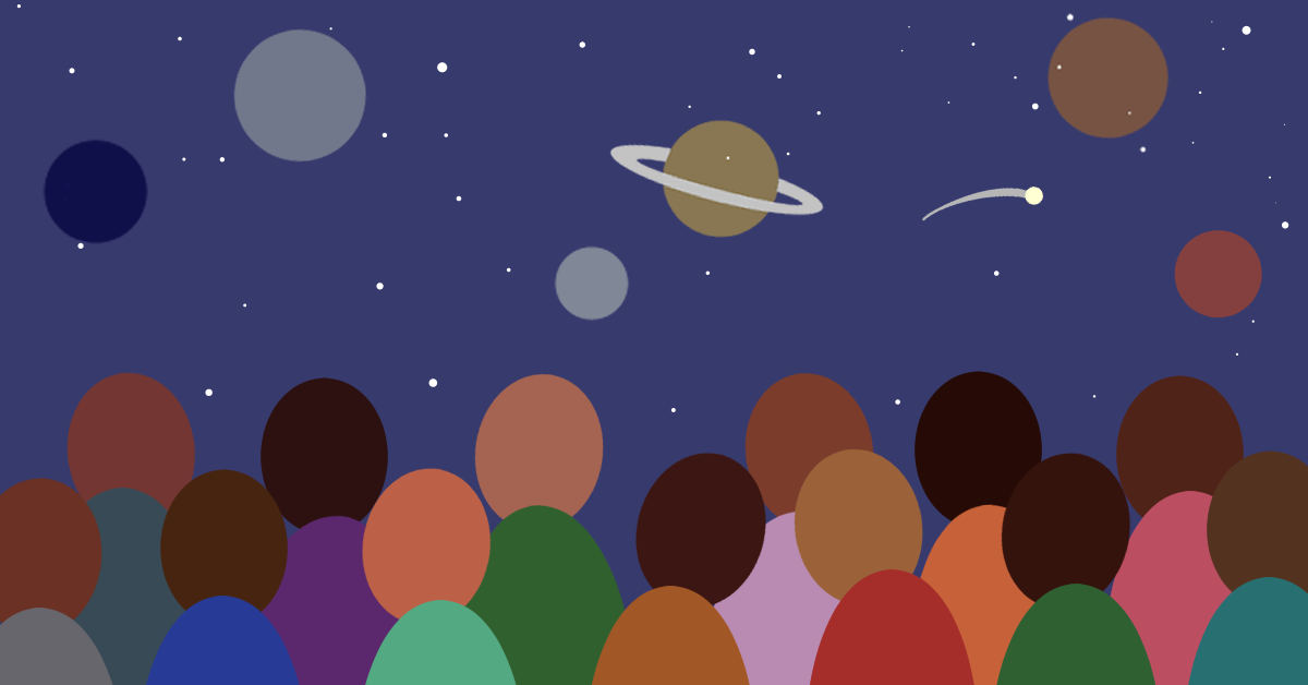 illustration of Black people looking at the stars