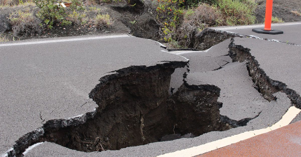 earthquake cracked road