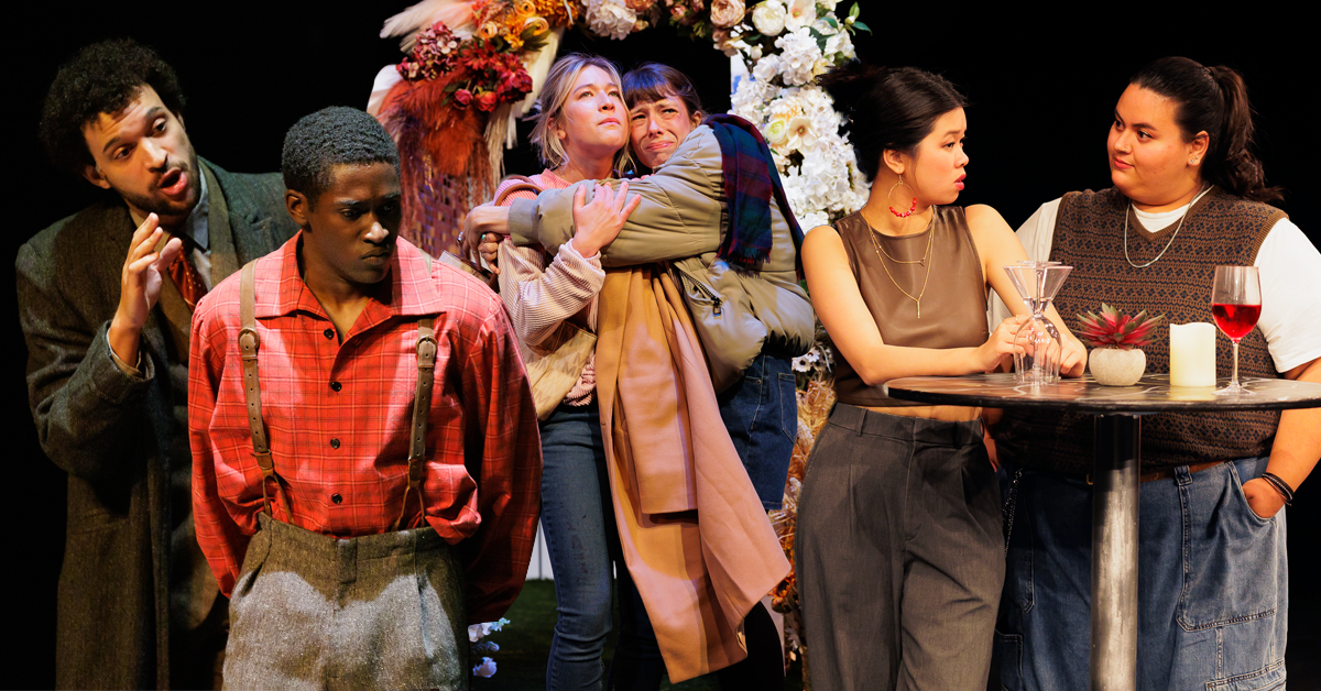 A collage of images of actors from last year's wagner new play festival