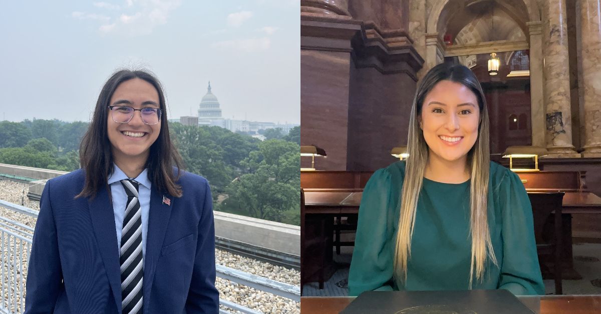 Double portrait of John Paculdo Koenigshofer, left, and Maya Perez Diaz