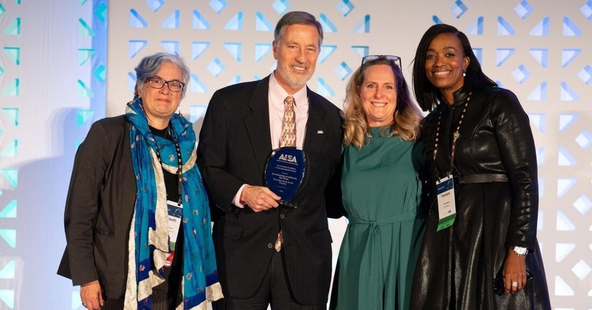 Pictured (L to R): Elizabeth Langridge-Noti, Director of Global Research & Academic Programs, UC San Diego; David Fleshler, Treasurer, Association of International Education Administrators; Alysson Satterlund, Vice Chancellor, UC San Diego; Tamara Cunningham, Assistant Vice Chancellor of Global Initiatives, UC San Diego, accepting the prestigious 2026 Innovative Excellence in Internationalization Award