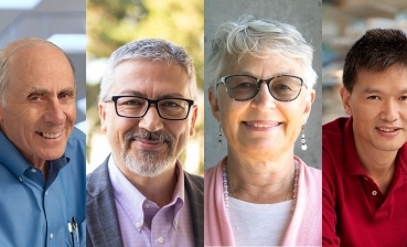 Composite photo of Professors Stuart Brody, Massimiliano Di Ventra, Elizabeth Komives and Yunde Zhao.