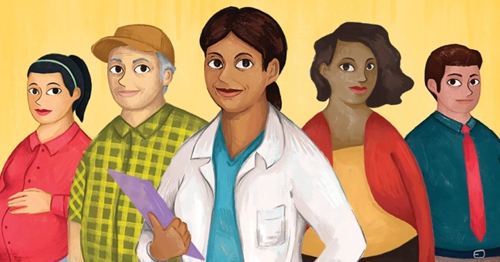 Illustration of five people that are from underrepresented communities. 