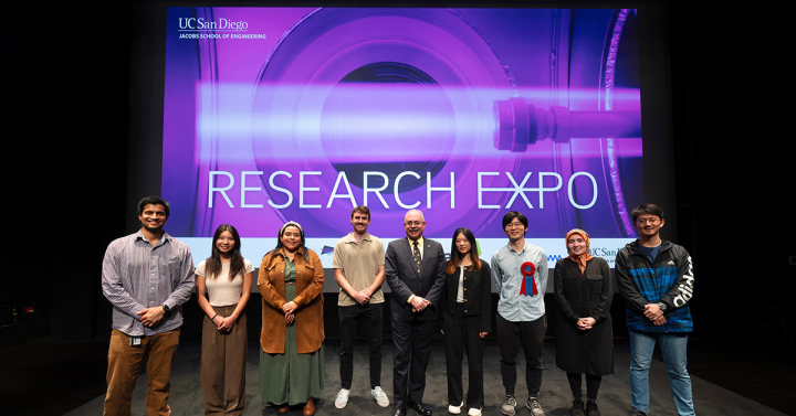 Eight graduate students received an award for their research at the Jacobs School of Engineering's 43rd annual Research Expo. 