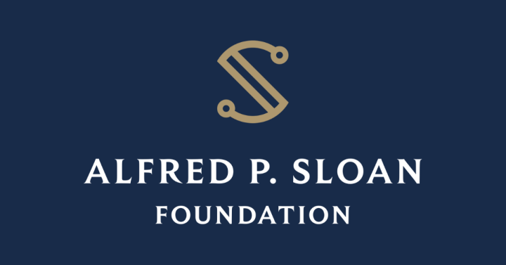 Alfred P. Sloan Foundation logo on navy blue background. 