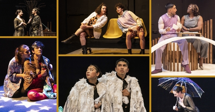 Collage of images of performances from the 2023 Wagner New Play Festival