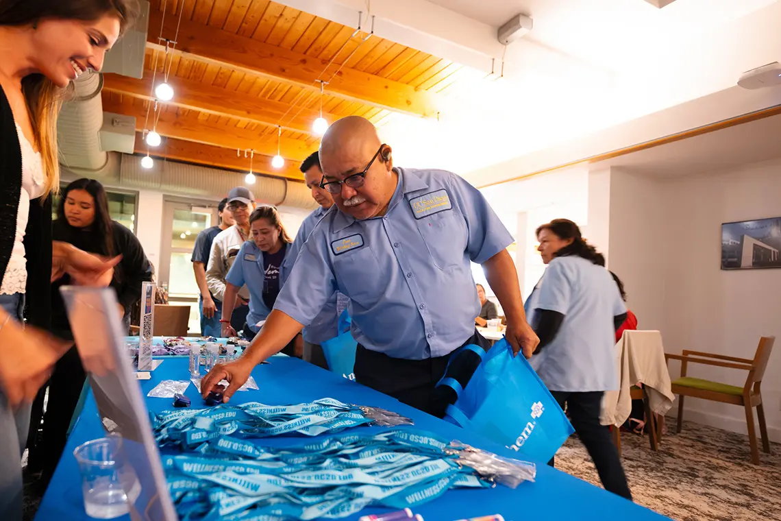 Guests enjoy wellness giveaways.