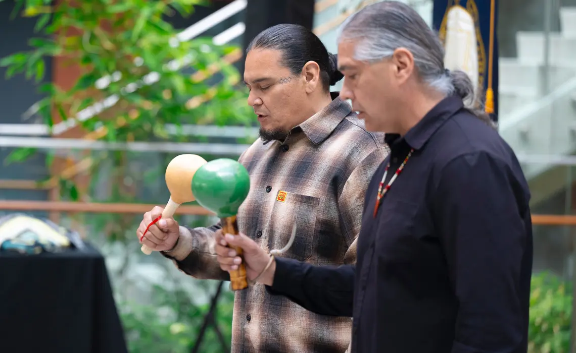 Two male Bird Singers from the Kumeyaay Nation singing