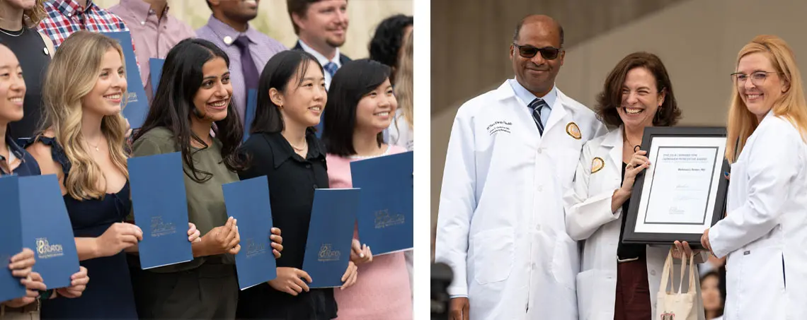 Student inductees to the Gold Humanism Honor Society and Dr. Rebecca Rosen receiving the  Leonard Tow  Humanism in Medicine Award