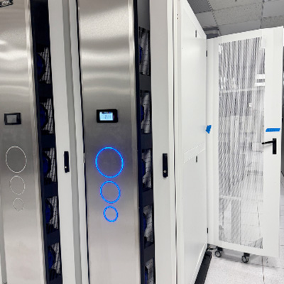 The rack that will house DGX B200 in the data center at SDSC. Photo courtesy of SDSC